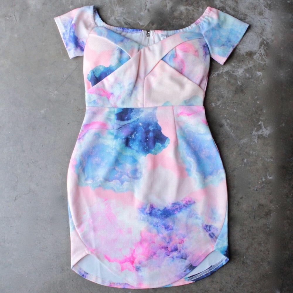 NWT Off the shoulder watercolor dress